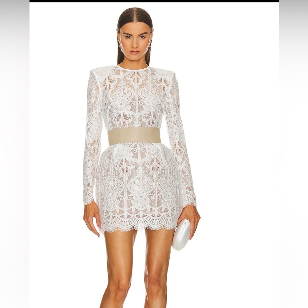 Bronx and banco casey lace mini dress with belt